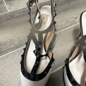 Valentino Black and White Studded Heels